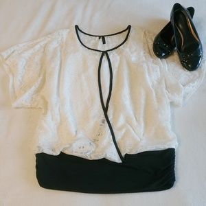 Maurices Black and white lace open front blouse - Women's Small